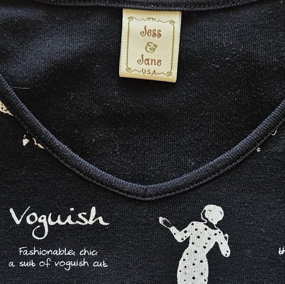 Jess and Jane Black Printed 3/4 Sleeve Shirt - Picture 7 of 7